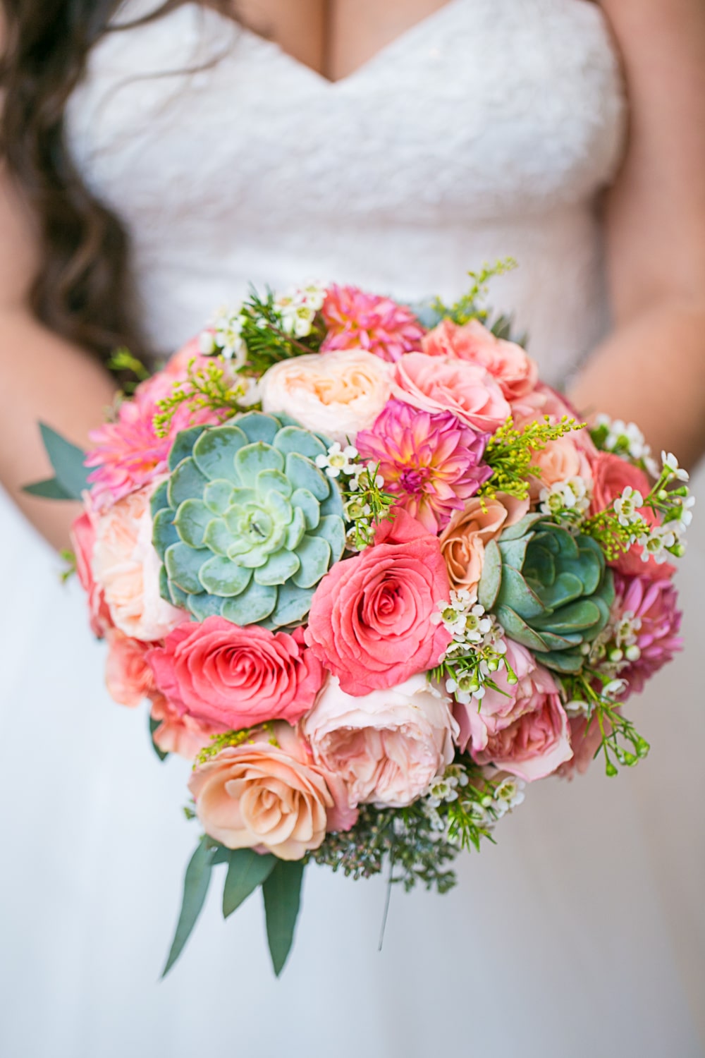 succulent bouquet. Green and Pink wedding bouquet