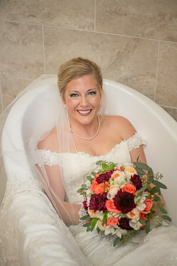 bride in bath tub