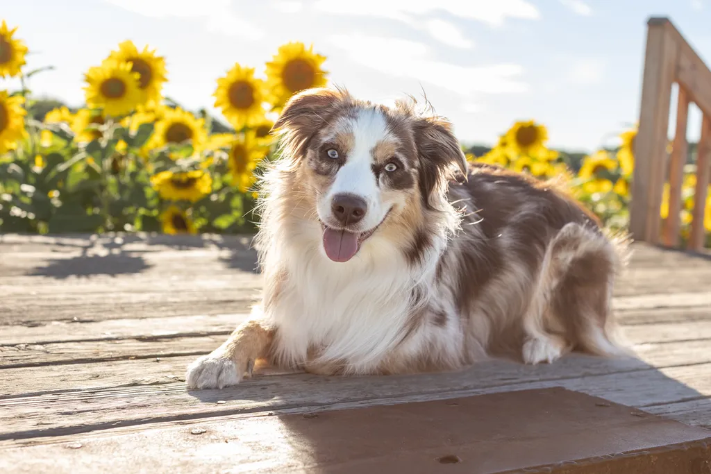 Dogs in sunflower fields of Minnesota, photo 3 of 30