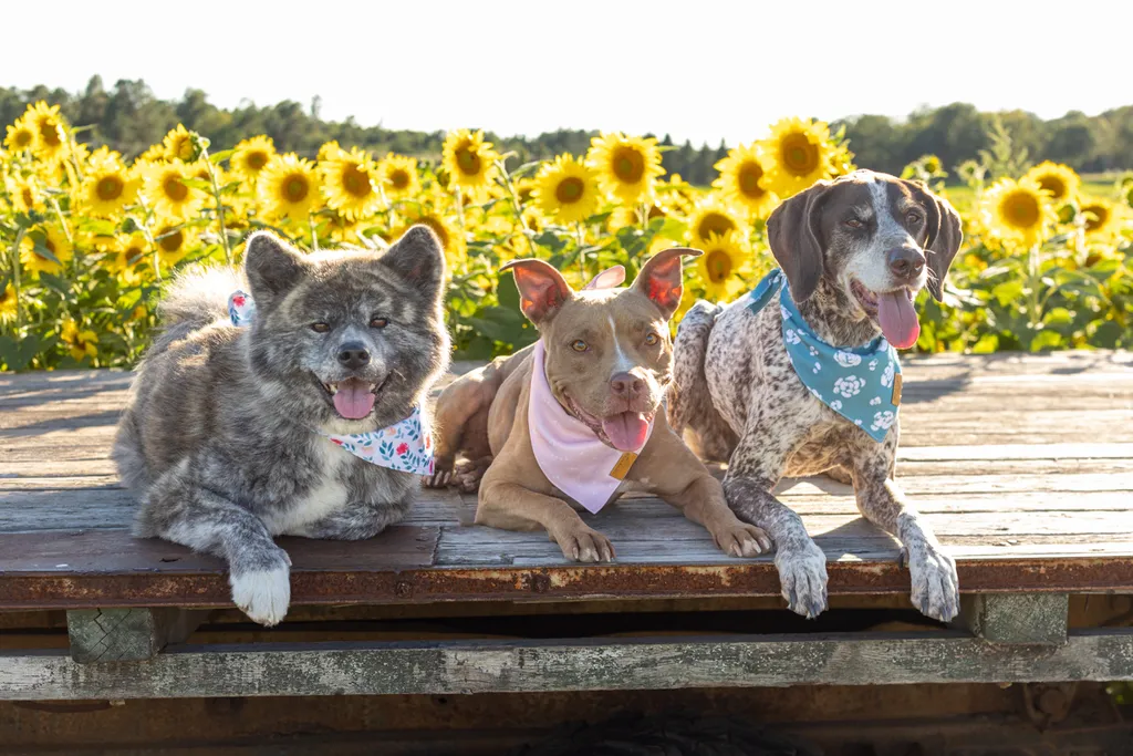Dogs in sunflower fields of Minnesota, photo 7 of 30