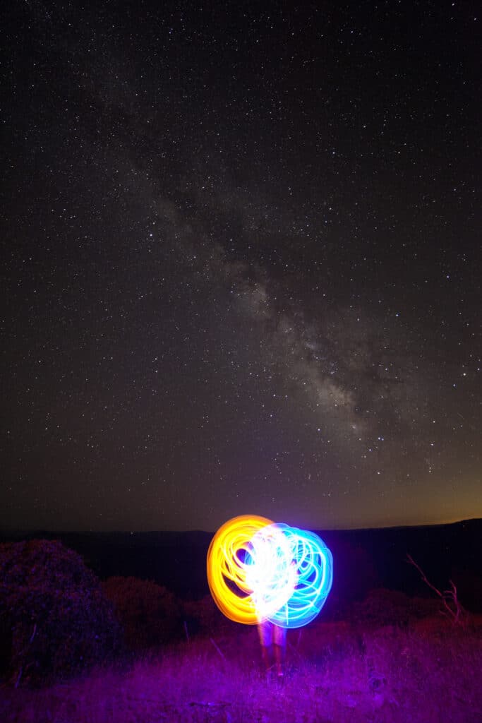 milky way and glow sticks