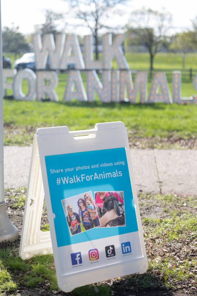 Walk for animals sign
